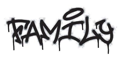 graffiti famille mot et symbole pulvérisé dans noir vecteur