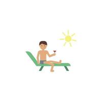 plage, homme, Soleil dessin animé vecteur icône