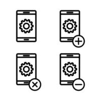 ensemble de téléphone intelligent réglages vecteur icône