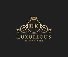 modèle initial de logo de luxe royal de lettre dk dans l'art vectoriel pour le restaurant, la royauté, la boutique, le café, l'hôtel, l'héraldique, les bijoux, la mode et d'autres illustrations vectorielles.