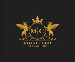 initiale mc lettre Lion Royal luxe héraldique, crête logo modèle dans vecteur art pour restaurant, royalties, boutique, café, hôtel, héraldique, bijoux, mode et autre vecteur illustration.