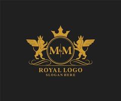 initiale mm lettre Lion Royal luxe héraldique, crête logo modèle dans vecteur art pour restaurant, royalties, boutique, café, hôtel, héraldique, bijoux, mode et autre vecteur illustration.