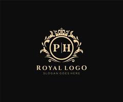 initiale ph lettre luxueux marque logo modèle, pour restaurant, royalties, boutique, café, hôtel, héraldique, bijoux, mode et autre vecteur illustration.