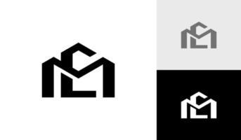 lettre mc ou cm avec maison forme logo conception vecteur