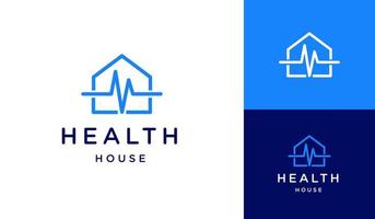 santé maison logo avec impulsion conception vecteur icône illustration