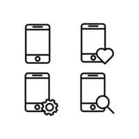mobile, téléphone, loupe, cœur, équipement signe vecteur icône