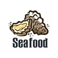 Huîtres fruit de mer, restaurant menu icône ou symbole vecteur