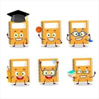 école étudiant de Orange étude livre dessin animé personnage avec divers expressions vecteur