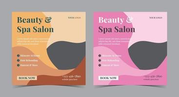 affiche de salon de beauté et de spa, publication et dépliant sur les médias sociaux du spa vecteur