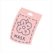 emballage rose d'un masque cosmétique sur fond blanc. image plate de vecteur isolé sur fond blanc