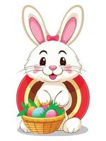 printemps plaisir, adorable Pâques lapin et coloré des œufs vecteur des illustrations pour des gamins et adultes à célébrer le saisons joie. adobe illustrateur ouvrages d'art