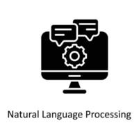 Naturel Langue En traitement vecteur solide Icônes. Facile Stock illustration Stock