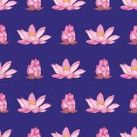 les fleurs de lotus ont été peintes au pinceau sur un fond violet foncé. modèle sans couture de vecteur