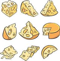fromage variétés. plat conception vecteur icône ensemble.