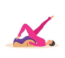 femme Faire pilates avec équipement. équipement - retour correcteur pour pilates. vecteur illustration