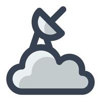 climatologie, météorologie, observatoire symbole. nuage avec Satellite antenne icône. temps, prévoir signe vecteur