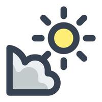 Soleil et nuage icône dans Couleur rempli style. ensoleillé, été, matin, soleil, temps vecteur