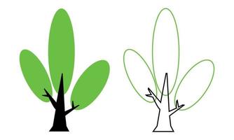 arbre icône ensemble vecteur vert et noir conception.