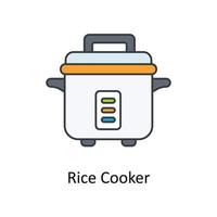 riz cuisinier vecteur remplir contour Icônes. Facile Stock illustration Stock