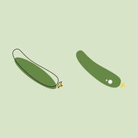 Zucchini vecteur illustration. concombre contour vert Couleur icône, contour linéaire signe isolé sur vert Contexte