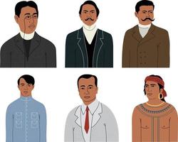 vecteur illustration de une ensemble de avatars de Hommes dans différent vêtements.