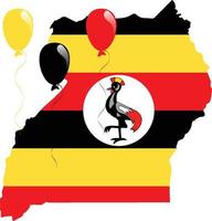 drapeau de la carte de l'Ouganda vecteur