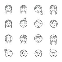 icônes de lignes de coiffures émotions. illustration vectorielle vecteur