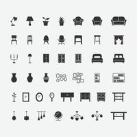illustration vectorielle de jeu d'icônes isolé de meubles de maison. vecteur