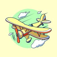 Vecteur de biplan de dessin animé de vol