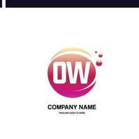 ow initiale logo avec coloré cercle modèle vecteur