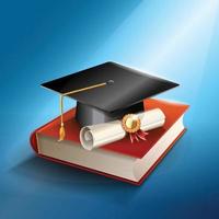 concept de cap et de diplôme de graduation réaliste vecteur