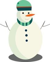 mignonne bonhomme de neige avec vert chapeau vecteur