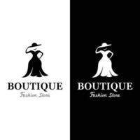 modèle de logo de mode féminine avec cintre, vêtements de luxe.logo pour entreprise, boutique, boutique de mode, modèle, shopping et beauté. vecteur