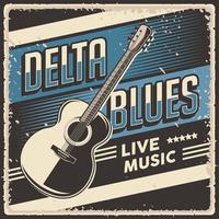 affiche de musique live delta blues vintage rétro vecteur