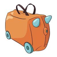 valise enfantine orange et bleue dessinée à la main vecteur