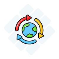 monde globe avec recyclage flèches montrant concept icône de éco recyclage, facile à utilisation vecteur