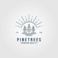 pin arbre Soleil ligne art logo minimaliste vecteur illustration conception logo