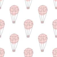 Modèle sans couture de vecteur bébé scandinave de ballons à air colorés isolé sur fond blanc. texture simple illustration enfants pour fond d'écran nordique, remplissages, fond de page web