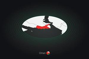 Oman carte dans foncé couleur, ovale carte avec voisin des pays. vecteur