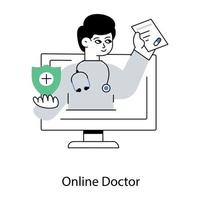 médecin en ligne à la mode vecteur