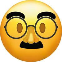 visage avec des lunettes et moustache, Jaune emoji sourire. vecteur