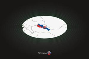 la slovaquie carte dans foncé couleur, ovale carte avec voisin des pays. vecteur