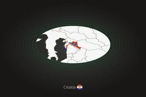 Croatie carte dans foncé couleur, ovale carte avec voisin des pays. vecteur