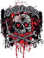 signe gothique avec crâne et os, t-shirts design vintage grunge vecteur