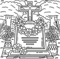 Mémorial journée pierre tombale fleur Collier coloration vecteur