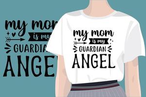 mon maman est mon Gardien ange les mères journée citations maman conception avec vecteur femmes T-shirt maquette pour tee-shirts, cartes, Cadre ouvrages d'art, téléphone cas, Sacs, tasses, autocollants, gobelets, imprimer, etc