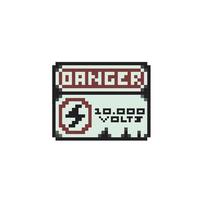 danger signe dans pixel art style vecteur