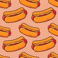 illustration de modèle sans couture de restauration rapide hot-dog vecteur