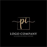 initiale pi féminin logo collections modèle. écriture logo de initiale signature, mariage, mode, bijoux, boutique, floral et botanique avec Créatif modèle pour tout entreprise ou entreprise. vecteur