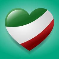 coeur avec illustration de symbole de drapeau italie vecteur